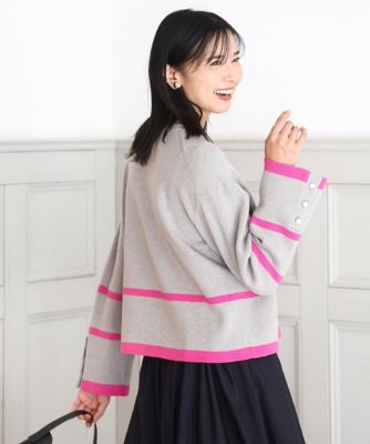 MK ミッシェルクラン（MK MICHEL  ）/配色ライン片畦編みニット/洗える 配色ライン片畦編みニット／洗える | MK MICHEL KLEIN (Women