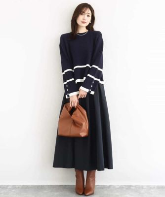 配色ライン片畦編みニット／洗える | MK MICHEL KLEIN (Women