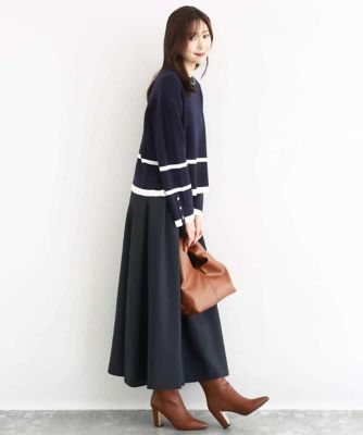 配色ライン片畦編みニット／洗える | MK MICHEL KLEIN (Women