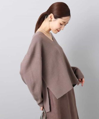 ＜MK MICHEL KLEIN (Women)＞片畦編みＶネックニット／洗える