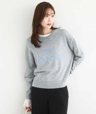 MK MICHEL KLEIN (Women)/エムケーミッシェルクラン ロゴ入りウール混ニット/前後2way/洗える 92グレー トップス【三越伊勢丹/公式】