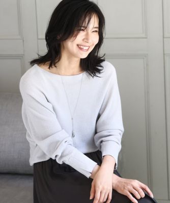 ＜MK MICHEL KLEIN (Women)＞ラメ入りドルマンスリーブ畦編みニット／洗える