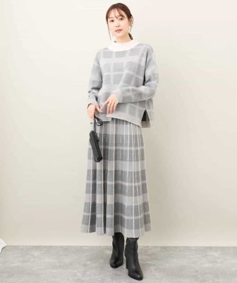 チェック柄ニットプルオーバー／洗える | MK MICHEL KLEIN (Women