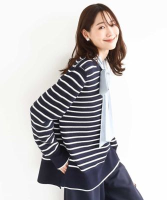 柄編みボーダーニット | MK MICHEL KLEIN (Women)/エムケーミッシェル