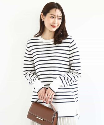 MK ミッシェルクラン（MK MICHEL  ）/柄編みボーダーニット 柄編みボーダーニット | MK MICHEL KLEIN (Women)/エムケーミッシェル