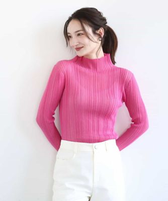 ＜MK MICHEL KLEIN (Women)＞ハイネックシアーリブニット／洗える