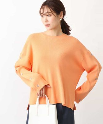 ＜MK MICHEL KLEIN (Women)＞ボタンスリーブデザインニット／洗える