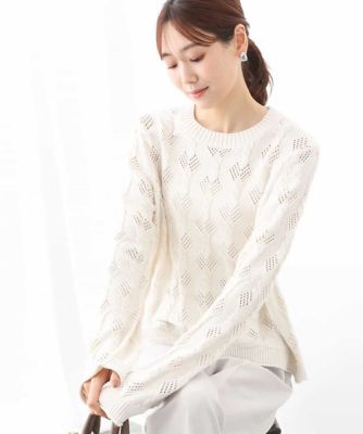 ＜MK MICHEL KLEIN (Women)＞ケーブル柄編みニット／洗える