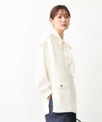 ＜MK MICHEL KLEIN (Women)＞バスケット編みニットベスト／洗える