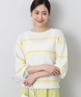 ＜MK MICHEL KLEIN (Women)＞スパンコールボーダーニット／洗える