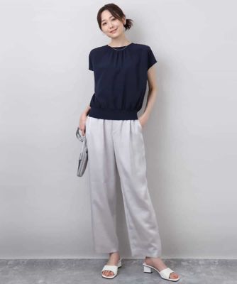 MK MICHEL  / エムケーミッシェルクラン ストレッチデシンフレンチスリーブブラウス/接触冷感/UVカット/洗える ストレッチデシンフレンチスリーブブラウス/接触冷感/UVカット