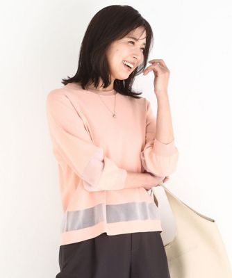 ＜MK MICHEL KLEIN (Women)＞シアー切替えニット／洗える