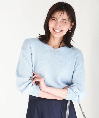 ラメ入りノットヤーンVネックニット／洗える | MK MICHEL KLEIN