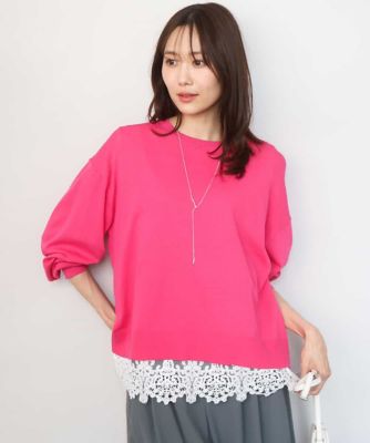 ＜MK MICHEL KLEIN (Women)＞ハイゲージニット×裾レースタンクトップセット／洗える