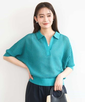 洗える］レーシー柄編み衿付きニット | MK MICHEL KLEIN (Women