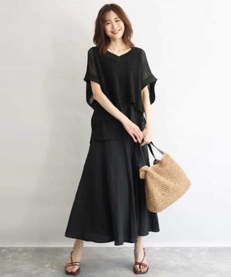 洗える］メッシュ編みニットベスト×タンクトップ ツインセット | MK