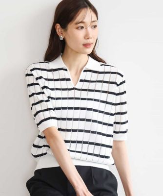 ＜MK MICHEL KLEIN (Women)＞［洗える］衿付きスキッパーデザインニット
