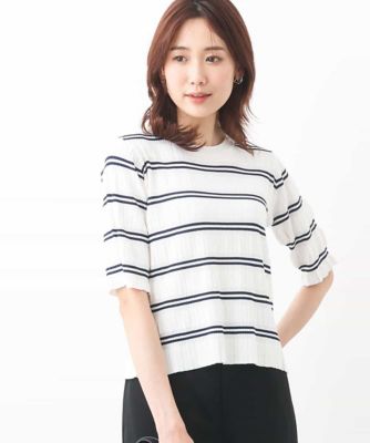 ＜MK MICHEL KLEIN (Women)＞シャーリングプリーツ加工デザインコンパクトニット／洗える