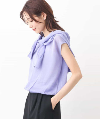 ＜MK MICHEL KLEIN (Women)＞バックギャザーシアーニット／洗える