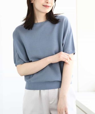 MK MICHEL KLEIN (Women)/エムケーミッシェルクラン ガーター編み五分袖ニット／洗える
