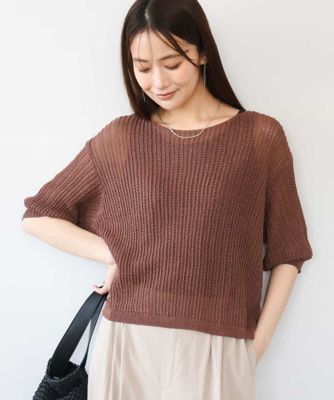 ＜MK MICHEL KLEIN (Women)＞［洗える］クロップド丈シアーリブニット