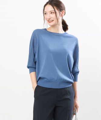 ＜MK MICHEL KLEIN (Women)＞幾何レース袖デザインニット／洗える