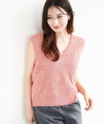 MK ミッシェルクラン（MK MICHEL  ）/ラメシャギーニットジレ/前後2way/洗える ラメシャギーニットジレ／前後2way／洗える | MK MICHEL KLEIN