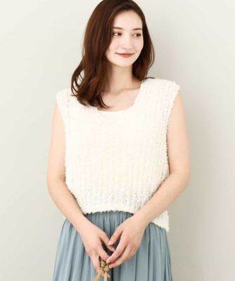 リボンヤーンニットベスト／洗える