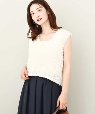 リボンヤーンニットベスト／洗える