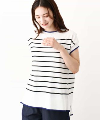 カラー配色ボーダー柄ニット／洗える