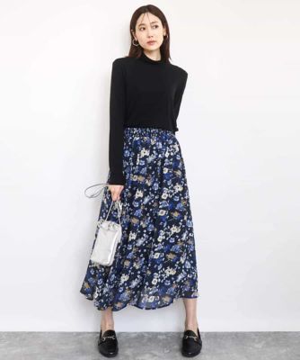 クラシックフラワープリント シフォンスカート／洗える | MK MICHEL
