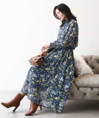 クラシックフラワープリント シフォンスカート／洗える | MK MICHEL