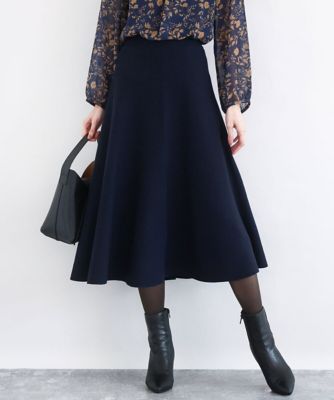 MK MICHEL KLEIN (Women)/エムケーミッシェルクラン スムース編みニットフレアスカート/洗える 57ネイビー ロングスカート【三越伊勢丹/公式】
