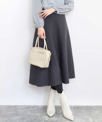 ＜MK MICHEL KLEIN (Women)＞スムース編みニットフレアスカート／洗える