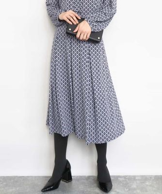 ＜MK MICHEL KLEIN (Women)＞スクエア幾何柄フレアスカート／洗える