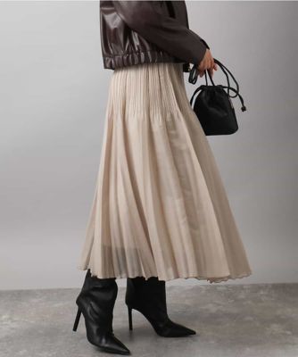 MK MICHEL KLEIN (Women)/エムケーミッシェルクラン ブライトシアープリーツスカート/洗える 82ベージュ ロングスカート【三越伊勢丹/公式】