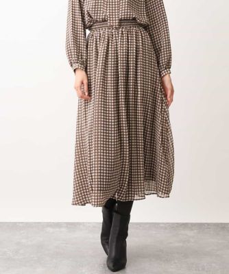 ＜MK MICHEL KLEIN (Women)＞スクエア幾何柄シフォンスカート／洗える