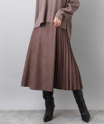 部分プリーツデザイン スウェードライクスカート／洗える | MK MICHEL