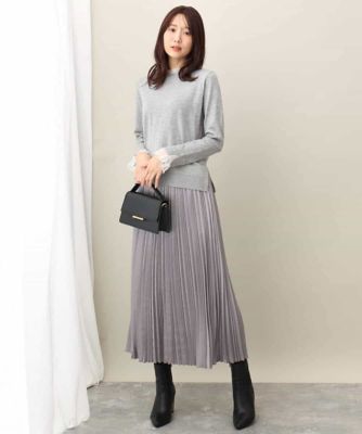 シャイニーサテンプリーツスカート／洗える | MK MICHEL KLEIN (Women