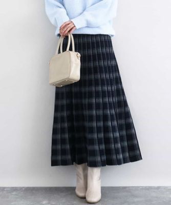 ＜MK MICHEL KLEIN (Women)＞チェック柄プリーツニットスカート／洗える