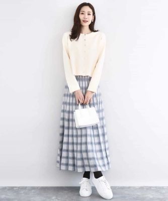 チェック柄プリーツニットスカート／洗える | MK MICHEL KLEIN (Women