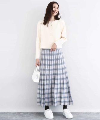 チェック柄プリーツニットスカート／洗える | MK MICHEL KLEIN (Women