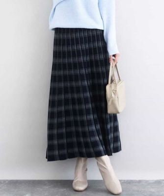 チェック柄プリーツニットスカート／洗える | MK MICHEL KLEIN (Women