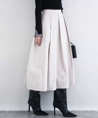 ＜MK MICHEL KLEIN (Women)＞メモリータフタ　タックフレアスカート／洗える