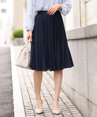 ＜MK MICHEL KLEIN (Women)＞リバーシブルシフォンプリーツスカート／洗える