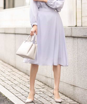 ＜MK MICHEL KLEIN (Women)＞ラップ風デザインフレアスカート／洗える