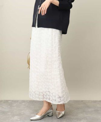 花柄刺繍オーガンジースカート／洗える