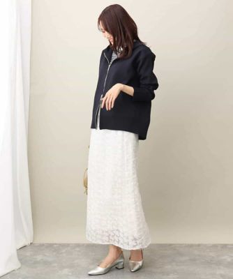 花柄刺繍オーガンジースカート／洗える