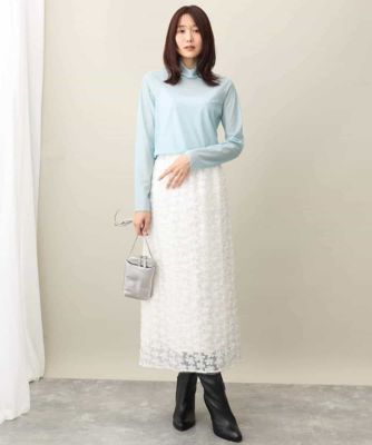 花柄刺繍オーガンジースカート／洗える