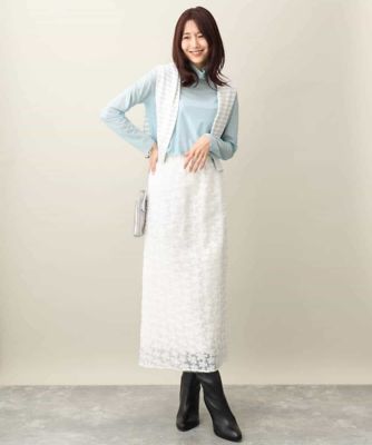 花柄刺繍オーガンジースカート／洗える